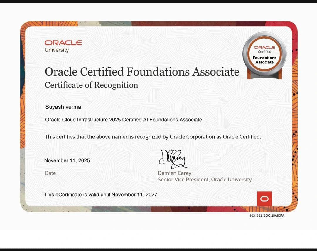 Oracle Cloud Infrastructure 2025 AI Foundations Associate